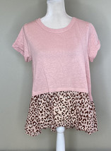 umgee NWT women’s cheetah print Linen t shirt size S pink Q4 - £11.79 GBP