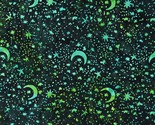 Cotton Batiks Stargazer Sky Moons Stars Green Fabric Print by Yard D180.23 - $13.95