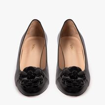 The Diva Black Leather Cap Toe Block Heel Pump Women Shoe image 2