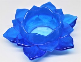 Blue Lotus candle holder, Translucent Open Blossom, Handcrafted resin fl... - $9.00