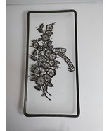 Vintage 25th Anniversary Floral Overlay Bent Glass Silver Trim Rectangul... - £9.61 GBP