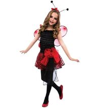 Cute Girls Red Black Queen Ladybug Costume Sz 8-10 Dress Wings Antenna H... - $26.29 CAD