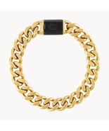 Bulova Gold Tone Stainless Steel Curb Link Chain 13mm Bracelet BVB1084-G... - $3,292.93 MXN