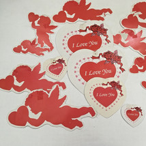 Retro Valentine die cut outs cardboard cupids and I love you hearts lot - $403.72 MXN