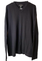 Murano Sweater Mens V-Neck 100% Ribbed Cotton Knit Size XL Black 90s Y2K - £13.39 GBP