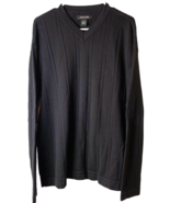 Murano Sweater Mens V-Neck 100% Ribbed Cotton Knit Size XL Black 90s Y2K - £13.07 GBP