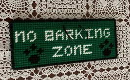 Handmade Needlepoint Dog Sign No Barking Zone Dog Lover Gift Item Brand New - £9.48 GBP