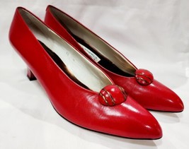 Liz Claiborne RED LEATHER Heel Pump Vintage Round Removable Women 10 N Used - $752.67 MXN