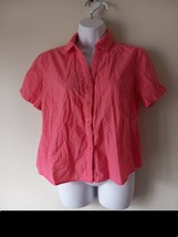 Sag Harbor Womens Salmon Textured Shirt Short Sleeve Button Front  Size PM - £9.92 GBP