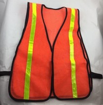 Yellow &amp; orange Safety Mesh Vest Reflective Stripes EUC Adj  Closure - £11.55 GBP