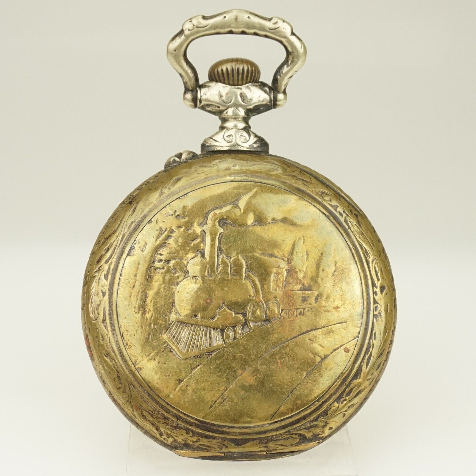 Rare! 6.9 cm LARGE pocket watch men&#39;s watch watches no spindle duplex im... - $74.25