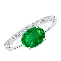 Angara Lab-Grown 1.31 Ct Oval Emerald Solitaire Ring With Diamonds in Si... - £693.35 GBP