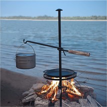 Fire Pit Grill, Adjustable Swivel Campfire Grill, Heavy-Duty Bbq Steel Grate, - £60.96 GBP