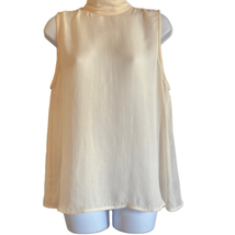 Who Wore What Womens Large Cream Semi Sheer Back Tie Bow Blouse Top Shirt - $12.19