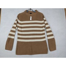 Talbots Womens Striped Sweater L 100% Cotton Beige White - $29.68