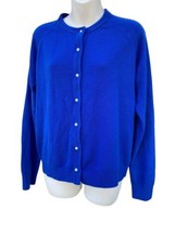 90s Mercer Street Studio Acrylic Blue Button Down Sweater W/ Pearl BUTTONS-SZ M - £11.64 GBP