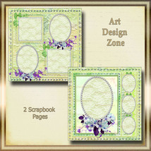 Pearls, Flowers, Lace, Faux Stitching &amp; Yellows Scrapbook Pages - $19.95