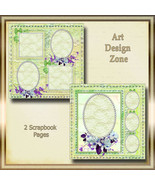Pearls, Flowers, Lace, Faux Stitching &amp; Yellows Scrapbook Pages - £15.68 GBP