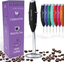 Elementi Milk Frother Wand &amp; Matcha Mixer, Mini Electric Whisk for Coffee - Frot - £34.76 GBP