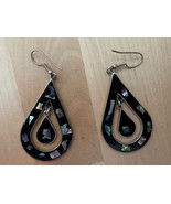 Vintage Alpaca Mexico Abalone Shell Inlay Enamel Dangle Teardrop Earring... - $24.45 CAD