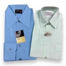 2 Vtg Penny’s Towncraft No Iron &amp; Sears Perma Prest Dress Shirts Blue Green 15.5 - £25.99 GBP
