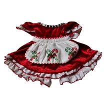 Build A Bear BAB Outfit Red Velvet Christmas Dress Apron Candy Canes Mrs. Claus - £12.56 GBP