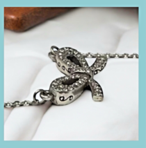 Brighton Silver Ribbon Bow Small Pendant Necklace with Rhinestones 16" image 7
