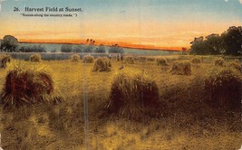 Sheboygan Wisconsin 1914 Postmark~Harvest Field At Sunset~Agriculture Postcard - £4.55 GBP