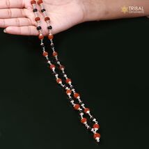 54 / 108 beads Karungali and Rudraksha navkar jaap mala 925 solid silver... - $273.23+