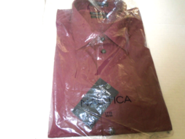 Nautica Soft Poplin  Long Sleeve Red Men&#39;s Cotton Shirt 17.5 x 35/36 NWT - £31.28 GBP