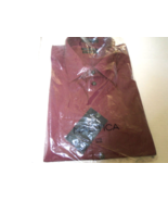 Nautica Soft Poplin  Long Sleeve Red Men&#39;s Cotton Shirt 17.5 x 35/36 NWT - £31.02 GBP