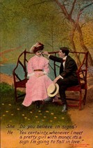 Bamforth Romance 1909 Postcard Woman &amp; Man &quot;Do you believe in signs&quot; bk47 - £4.73 GBP