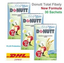 3 X Donutt Total Fibely 9000mg Plus Probiotics 20mg Supplement Detox Lime Flavor - £53.82 GBP