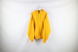 Vintage 90s Streetwear Mens Large Distressed Blank Heavyweight Hoodie Yellow - £55.35 GBP