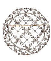 Antique Victorian RoseCut Diamond Circle Brooch Handmade Brooch Edwardian brooch - £273.31 GBP