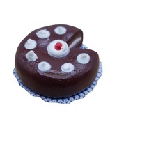 Dollhouse Miniature Chocolate Cake Dessert Cherry on Top Slice Vintage Artesian - £21.28 GBP