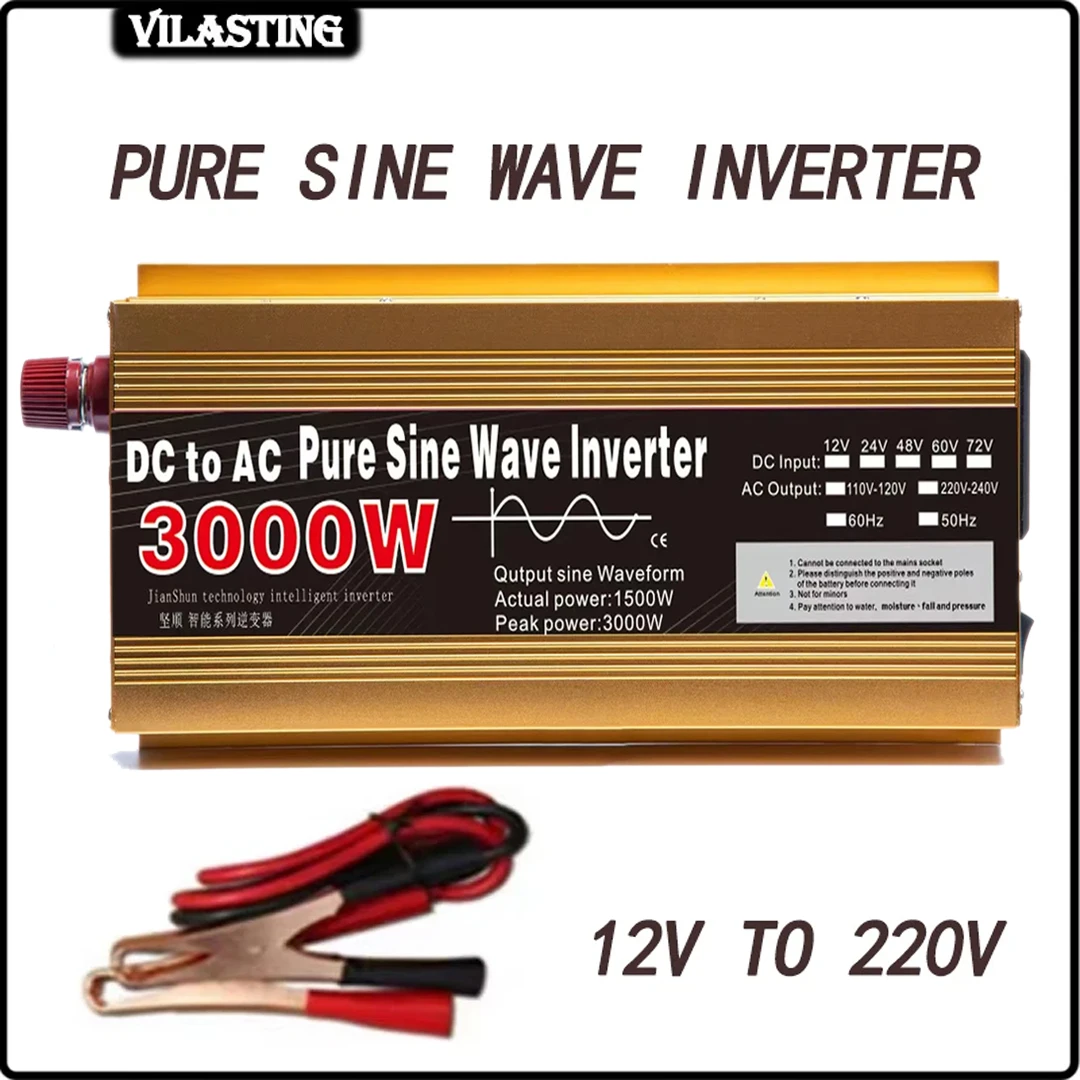Inverter 12v 220v Pure Sine Wave 1600W 2200W 3000W Transformer Convert - £50.09 GBP+
