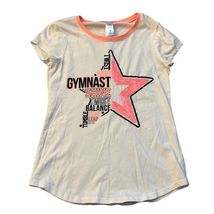 Justice Girls Gymnast Graphic Tee Size 10 Beige &amp; Coral Cotton/Polyester - €12,36 EUR