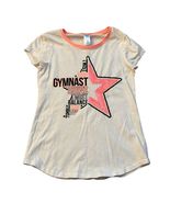 Justice Girls Gymnast Graphic Tee Size 10 Beige &amp; Coral Cotton/Polyester - $20.06 CAD