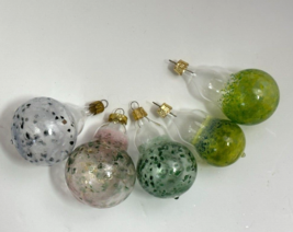 Free-Blown clear / green  Glass Pear Teardrop Ornaments set of 5 - £15.97 GBP