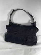 THE SAK Black Crochet Knit Shoulder Bag Purse Buckled Strap Wear Bottom VTG - £10.33 GBP