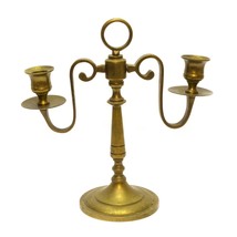 2 Arms Solid Brass Candelabra Candle Holder 9 3/4&quot; height Mid-Century Vi... - £35.30 GBP