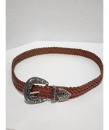 Vintage 80s Belt Brown Braided Leather Women&#39;s Milor 11499 SM Cowgirl - $27.44 CAD
