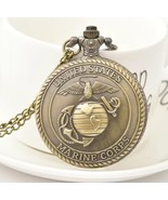 USMC Marine Corps Pocket Watch with Necklace VETERAN MILITARY Perfect GIFT - $513.22 MXN
