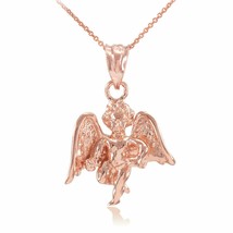 10k Solid Rose Gold Guardian Angel Charm Pendant Necklace - $179.90+