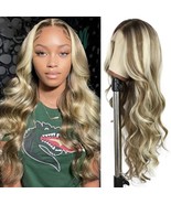 Blonde Wig Ombre Blonde Natural Wavy Wig 13x4 Synthetic Lace Front 26in ... - $42.36