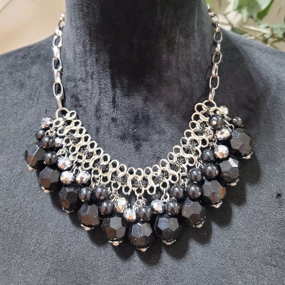 Womens Fashion Black Rhinestones Beaded Necklace Jewellery with Lobster Clasp - $29.70