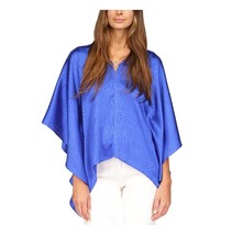 MICHAEL Michael Kors Women&#39;s Blue Flutter Sleeve V Neck Top L\XL B4HP - £26.01 GBP
