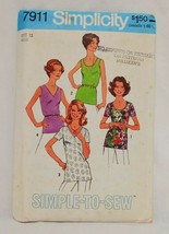 Misses Top Shirts Sewing Pattern 7911 Simplicity 1977 Size 12 Uncut Simple Sew - £11.98 GBP