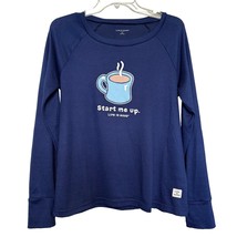 Life Is Good Womens Sleep Top Sz Medium Start Me Up Coffee Long Sleeve P... - £11.64 GBP